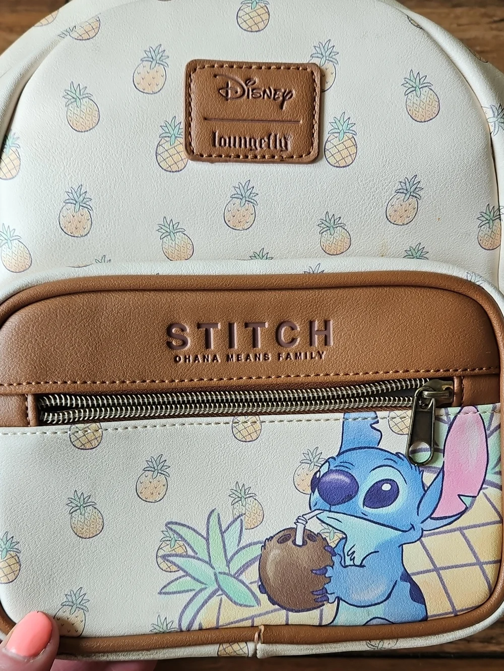 Loungefly‎ Cream and Tan Pineapple Stitch Mini Backpack